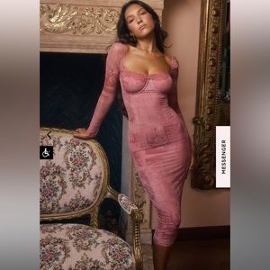 HOUSE OF CB SERAPHINA PINK PRINT CORSET DRESS NEW